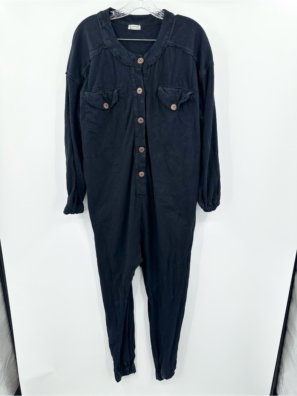 Free People Long John Black Drop Crotch Slouch Jumpsuit Size‎ Medium